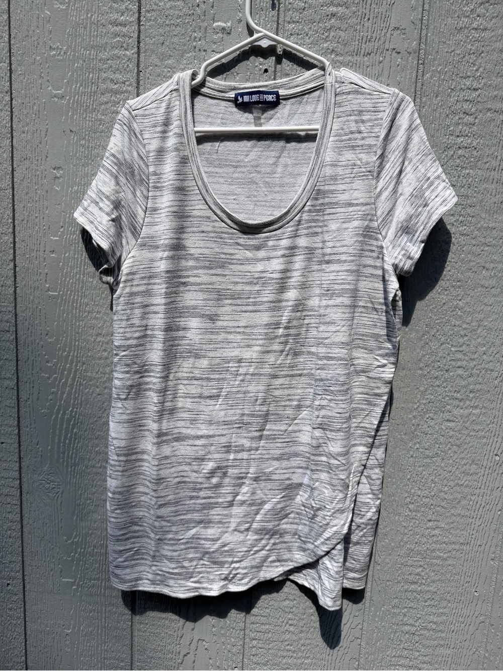 Nursing Top!!! Light Gray Striped Scoop Neck Women's Tee